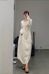SWAYING/KNIT Knitted Panel Skirt SW22SSL53 Beige/White PS48